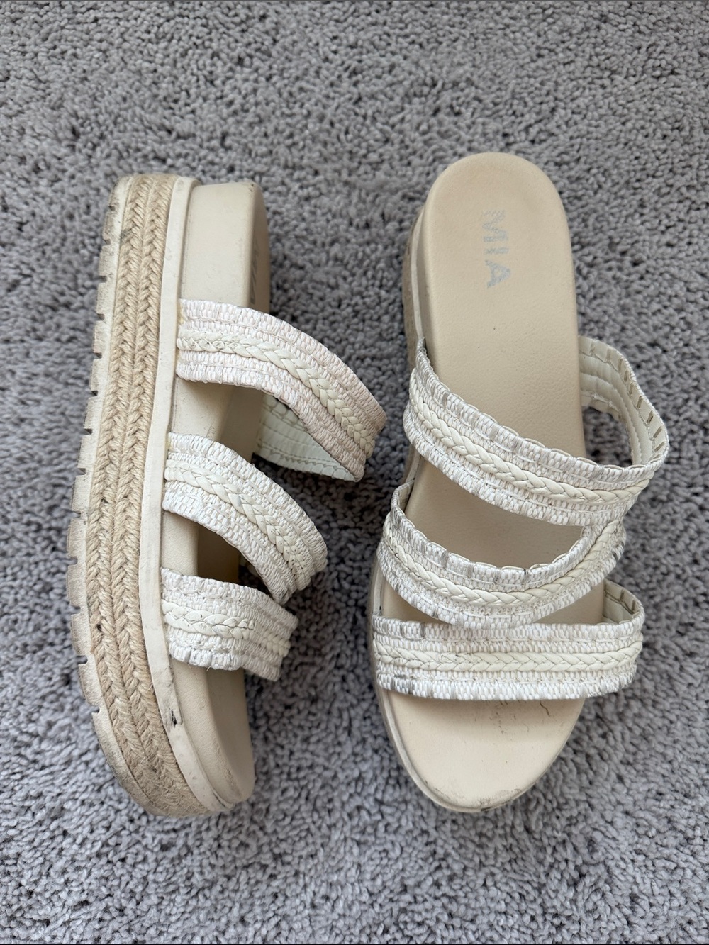 MIA Cream Platform Slide Sandals